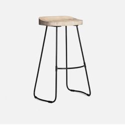 MH London White Bar Stool Hand Crafted Barstool Solid Wood Backless
