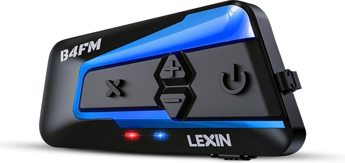 LEXIN B4FM Motorcycle Bluetooth Headset, 10 Riders Helmet Bluetooth Intercom, Universal IP67 Communication Systems with Music Sharing, Noise Cancellat