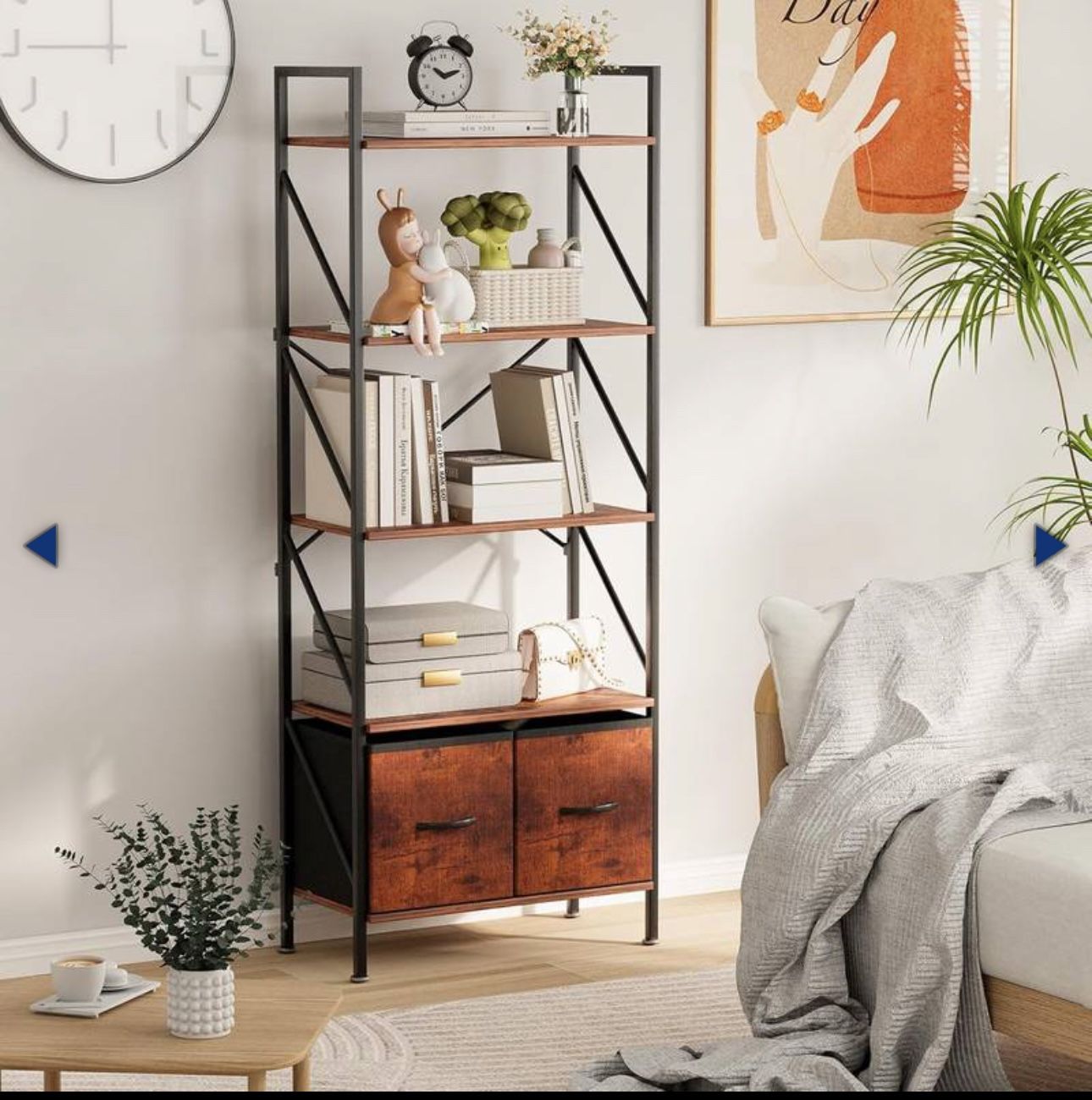 Bookshelf Bookcase with 2 Drawer