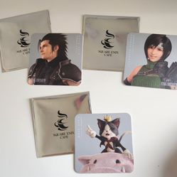 Final Fantasy 7 Square Enix Cafe coaster Zack Fair, Yuffie Kisaragi, & Cait Sith