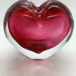 Paperweight Perfume Bottle, Bud  Vase Red Heart crystal vintage