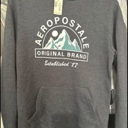 Aeropostale Hoodie Fleece Sweatshirt XS Gray Mountain Logo New with tags