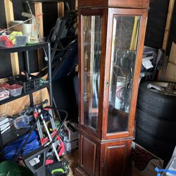 Glass And Wood  Display Cabinet W/ Glass Shelf’s 
