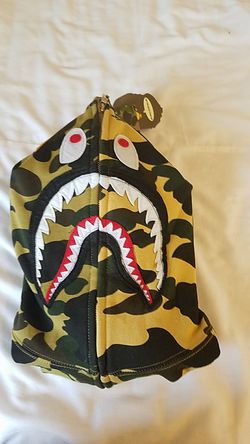 Bape Bape 1st Camo Half Shark Full Zip Hoodie Green/Yellow Si…