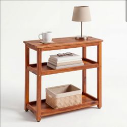 ENKEZI Narrow End Table with Shelf – Slim Side Table, Nightstand for Small Spaces, Bedroom, Living Room, Balcony or Outdoor Use (3 Tiers)
