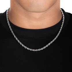5mm 18k White Gold Rope Chain