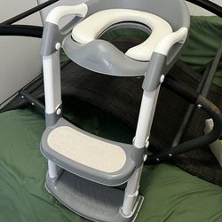 Potty Training Toilet with Step Stool Ladder, Toddler Kids Potty Training Seat for Boys Girls, Foldable Anti-Slip Toilet Toddler Seat Splash Guard Sof