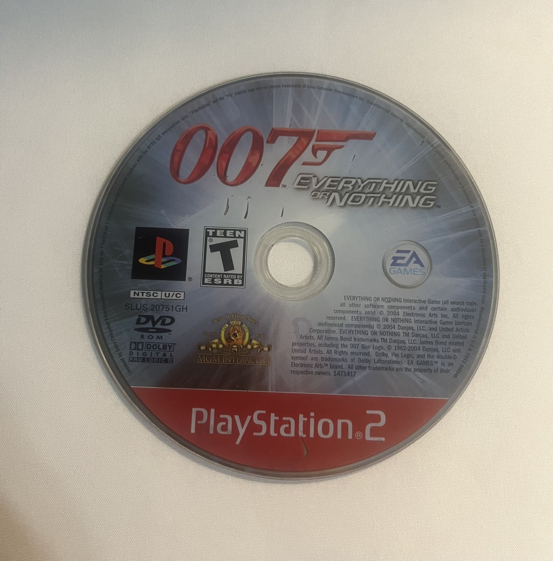 007 Everything Or Nothing James Bond PS2 PlayStation 2 TESTED - Disc Only