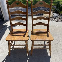 Two Farmhouse Wooden Dining Chairs