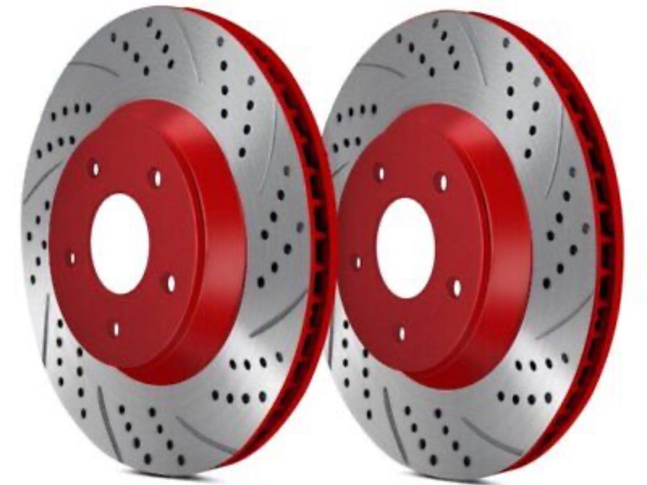Drilled And Slotted Red Rotors