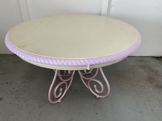 Large 48” Round Off White Wood Kitchen Dining Table Wrought Iron Base