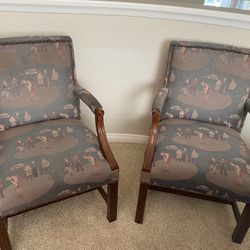 Two side chairs with golf theme