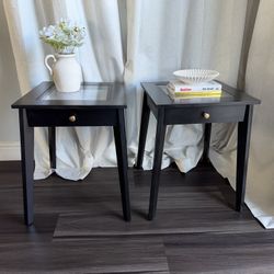 Nightstand With Glass Tabletop 