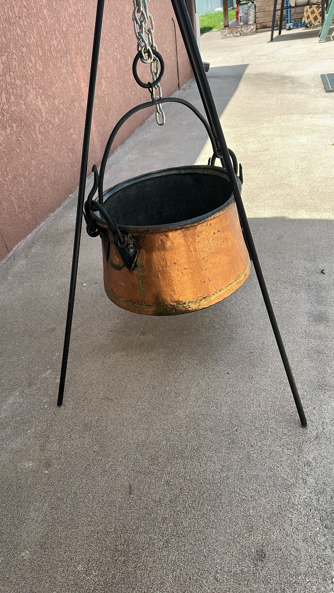 Copper Hammered Kettle Pot Bucks W Handle