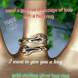 Gold Sterling Silver Open Hug Ring 