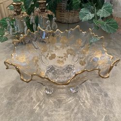 Vintage ~$35~Victorian Footed Art Glass Bowl