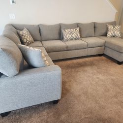 Crazy Sale! Brand New Artisan 3pc Heather Grey Extra Length RAF Sectional! 🔥 3 Flavors in stock!
