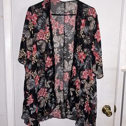 Unbranded Floral Open Front Lace Cardigan Kimono Women’s Cover Up Red Black