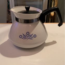 Vintage Corning Ware Blue Cornflower 6 Cup Coffee Tea Pot Kettle With Lid