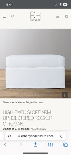 Restoration Hardware Baby & Child HIGH-BACK SLOPE ARM UPHOLSTERED ROCKER OTTOMAN