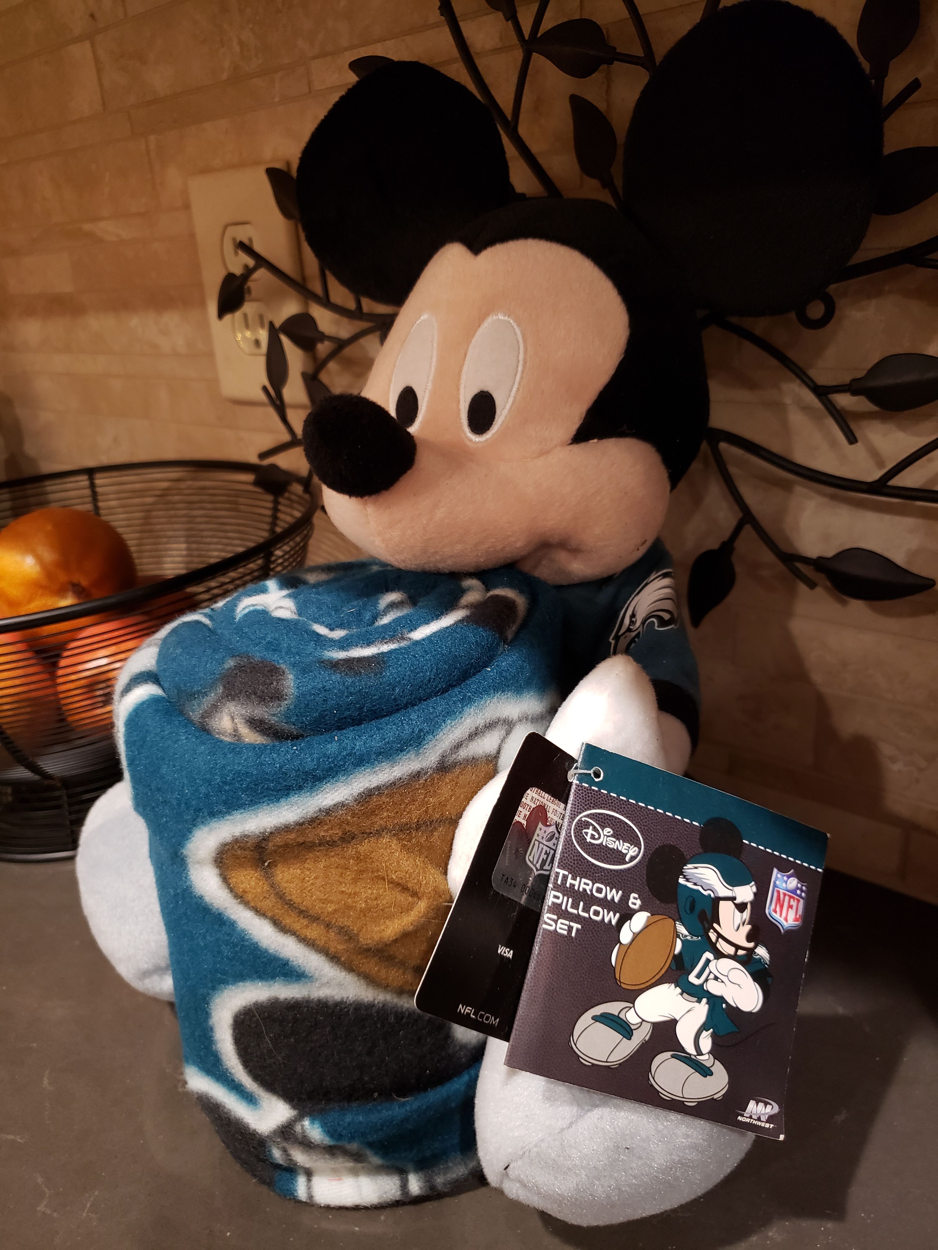 New Mickey Mouse Plush with Philadelphia Eagles Blanket