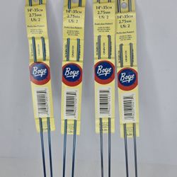 NEW 4 Sets of 2 Wrights Boye Aluminum Knitting Needles Size 2 Blue & Purple 