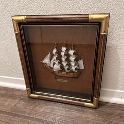 SHADOW BOX MAYFLOWER SHIP HERITAGE MINT NAUTICAL WALL DECOR BOAT PICTURE 3D 