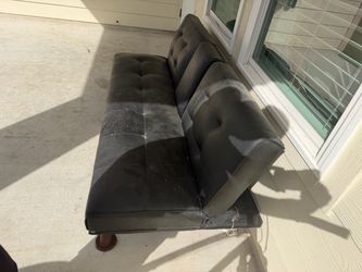 Black Faux Leather Futon Sofa