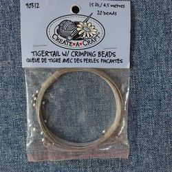 NEW CREATE A CRAFT TIGERTAIL W/ CRIMPIMG BEADS 15 ft. And 20 Beads