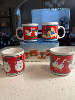 Vintage 1988 GCI Christmas Mugs – Set of 4 With Original Box