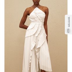 White Ruffled Midi Dress