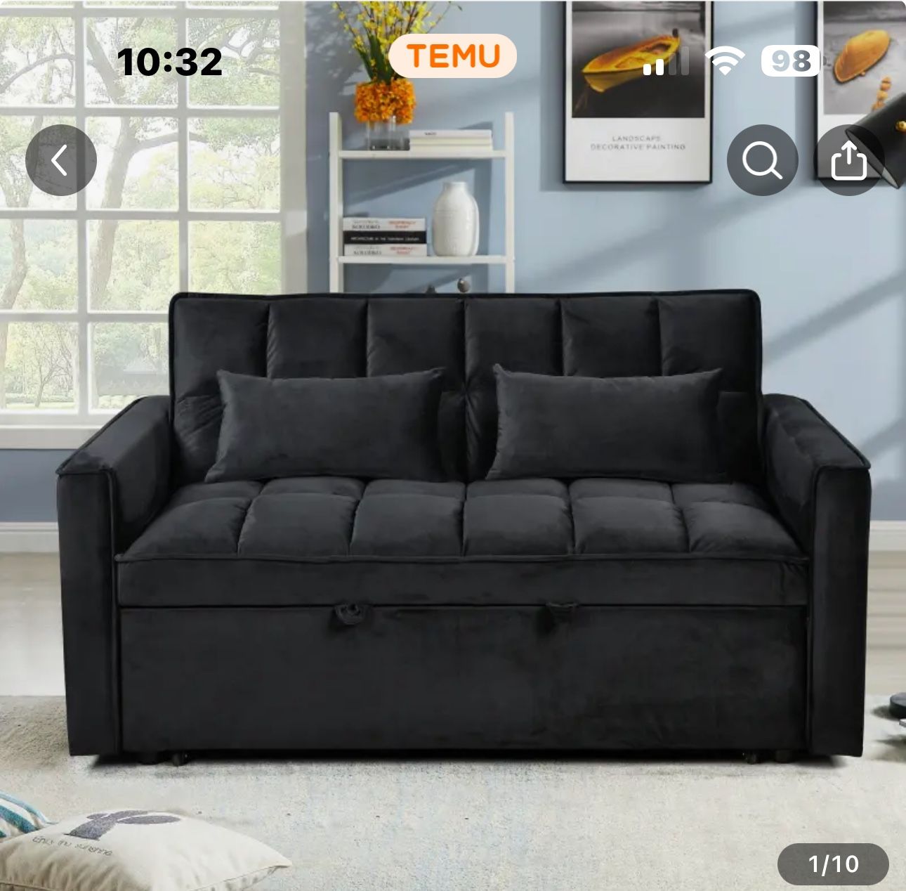 Black Convertible Sofa Bed