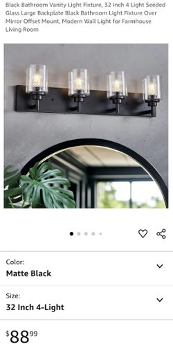 Black Bathroom Vanity Light Fixture, (1 BROKEN LIGHT)