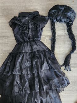 Wednesday Addams Halloween Costume with Wig
