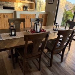 Wood Dining Table Mission Style 6 Chairs