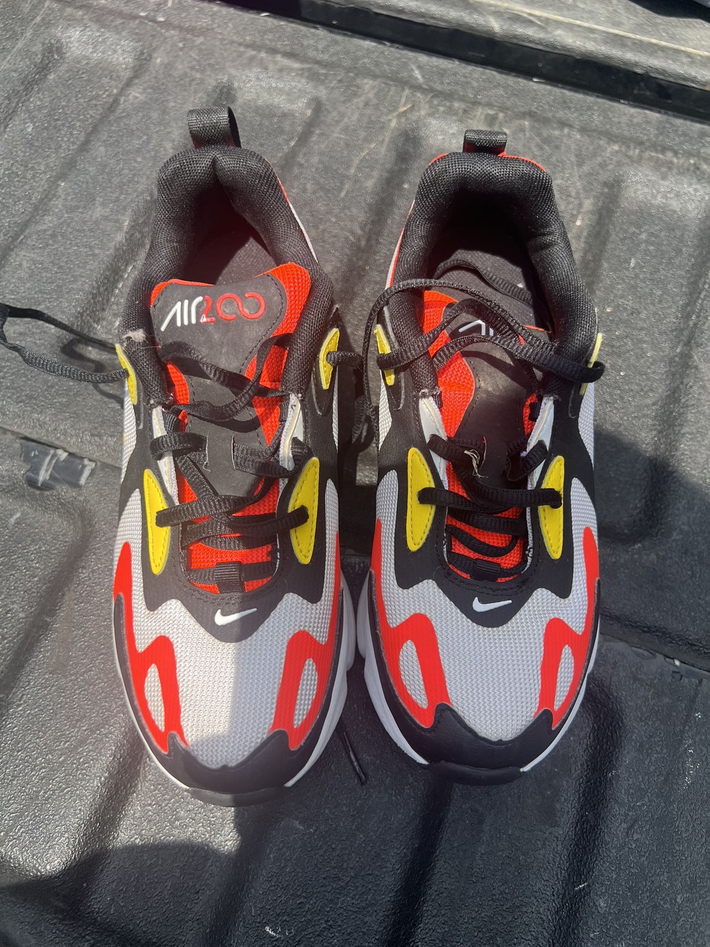 Nike Air Max 200 Shoes in Black/White/Bright Crimson/Chrome Yellow