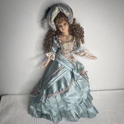 Blue Dress Fancy Porcelain Doll