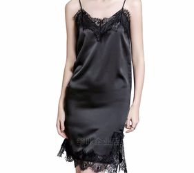 night gown sexy black lace silk size 6