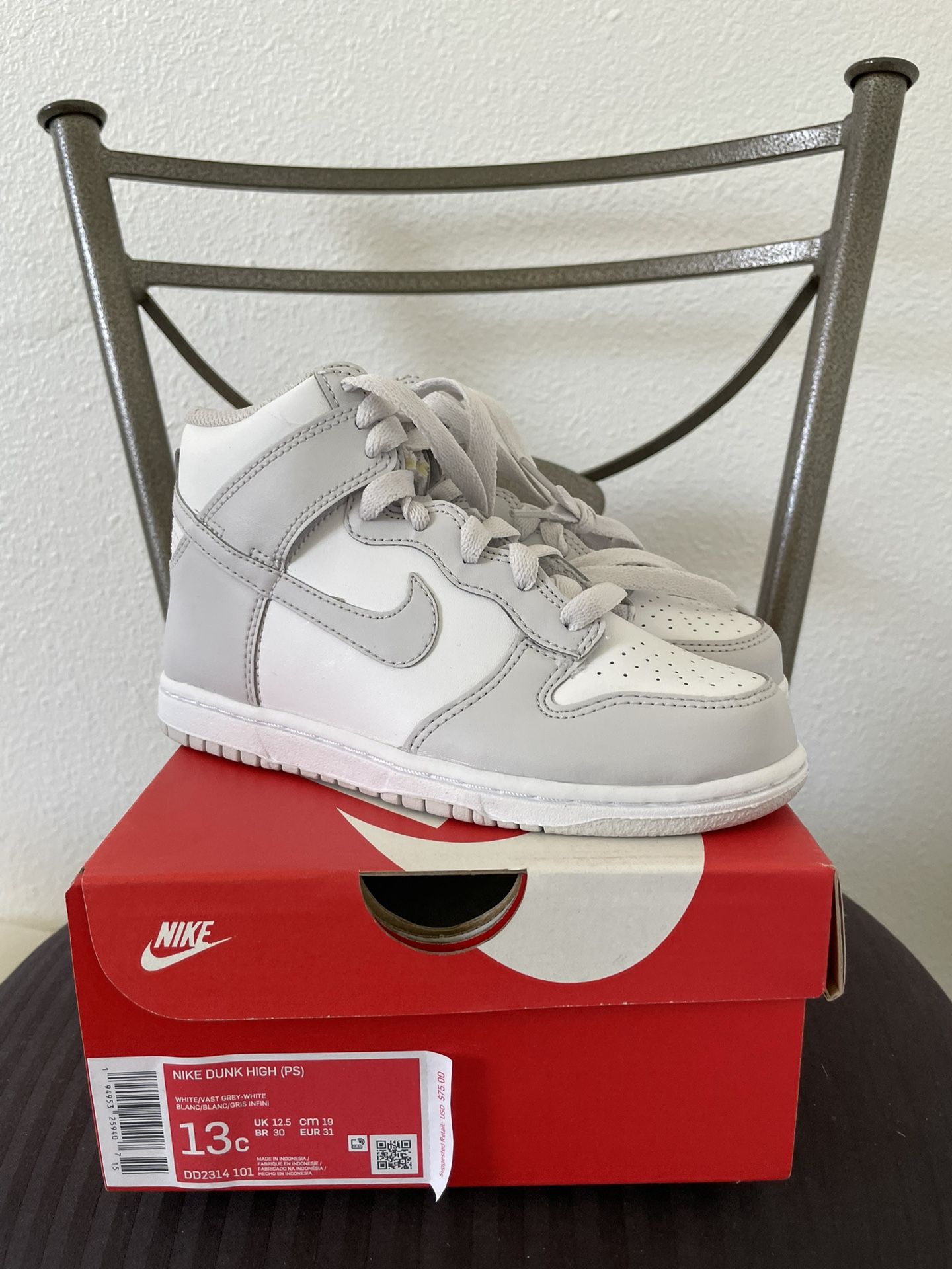 NEW Nike Dunk High Retro White Vast Grey (PS)