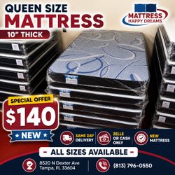 🔥 Brand New Queen Size Mattress – 10” Thick | ONLY $140 🔥Factory Sealed • Mattress Only • Same-Day Pickup & Delivery Available