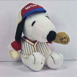 MetLife Peanuts Baseball Player Snoopy Plush 6" Stuffed Animal Puppy Dog