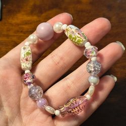 Floral Fish Beaded Stretch Bracelet