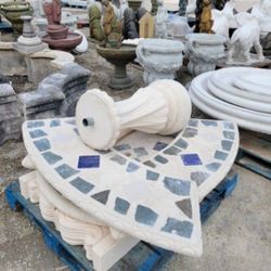 Concrete Mosaic Picnic Table with 3 Benches/ Outdoor Patio Furniture