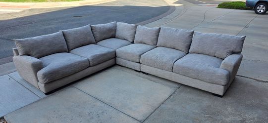 Large Gray L-Shaped Sectional Sofa