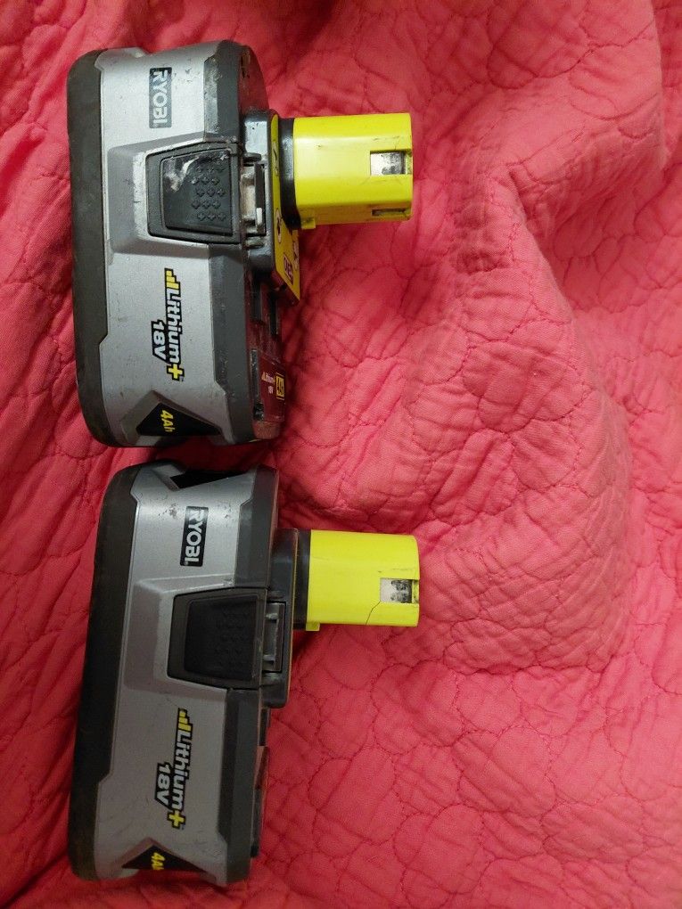 Two Ryobi Tool Batteries (No Charger)