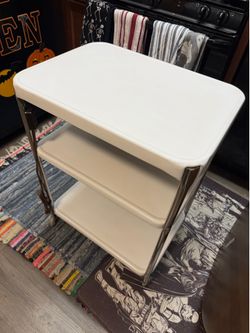 Vintage COSCO Rolling Utility Cart | Mid Century Modern Kitchen Bar Cart | Chrome & White