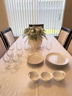 Wine cups and ceramic plates
