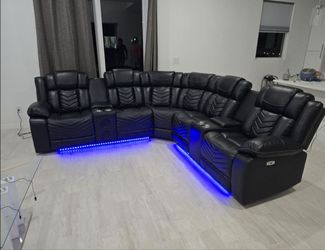 Seccional Reclinable Led Electrónico negro
