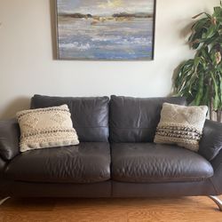 Brown Modern Leather Living Room Set 