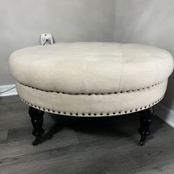 Designed Cloth Furniture Center Table With Polished Cherry Legs 